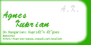 agnes kuprian business card